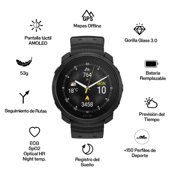 POLAR VANTAGE M3, Night Black - Imagen 2