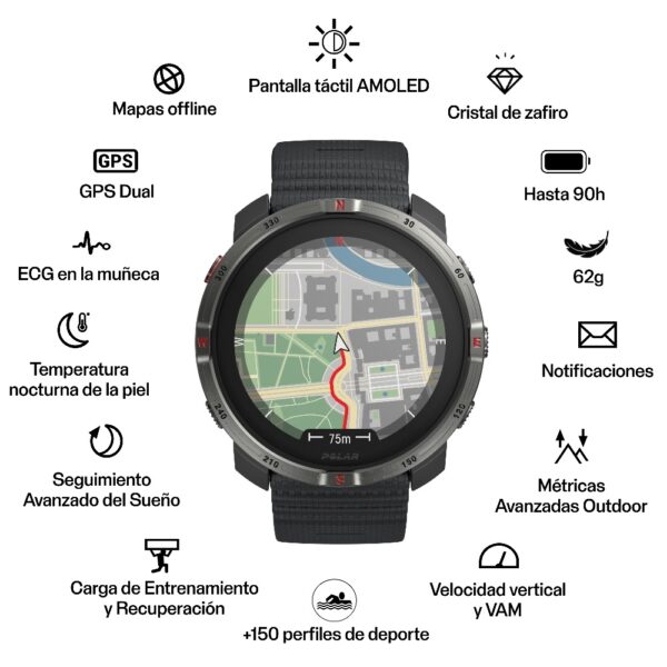 POLAR GRIT X2, Night Black - Imagen 2